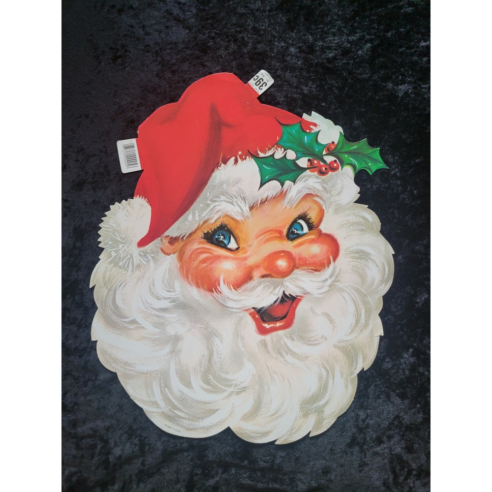 New Vintage 1960s Carrington Die Cut Christmas Santa Claus Decor New Defects
